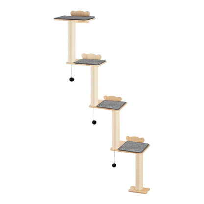 Wall Mounted Cat Shelves Tree with Platform Tree-Shaped Cat Furniture Set