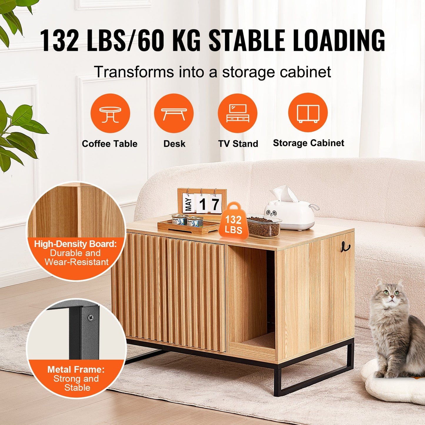 Cat Litter Box Enclosure Hidden Litter Box Furniture 31.5"L x 20"W x 22"H