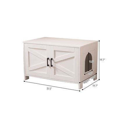 Cat Litter Box Enclosure, Litter Box Furniture Hidden with Barn Door