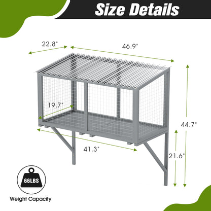 Cat Window Catio, Cat Outdoor Enclosure with Sun Sheet Roof, Dark Gray