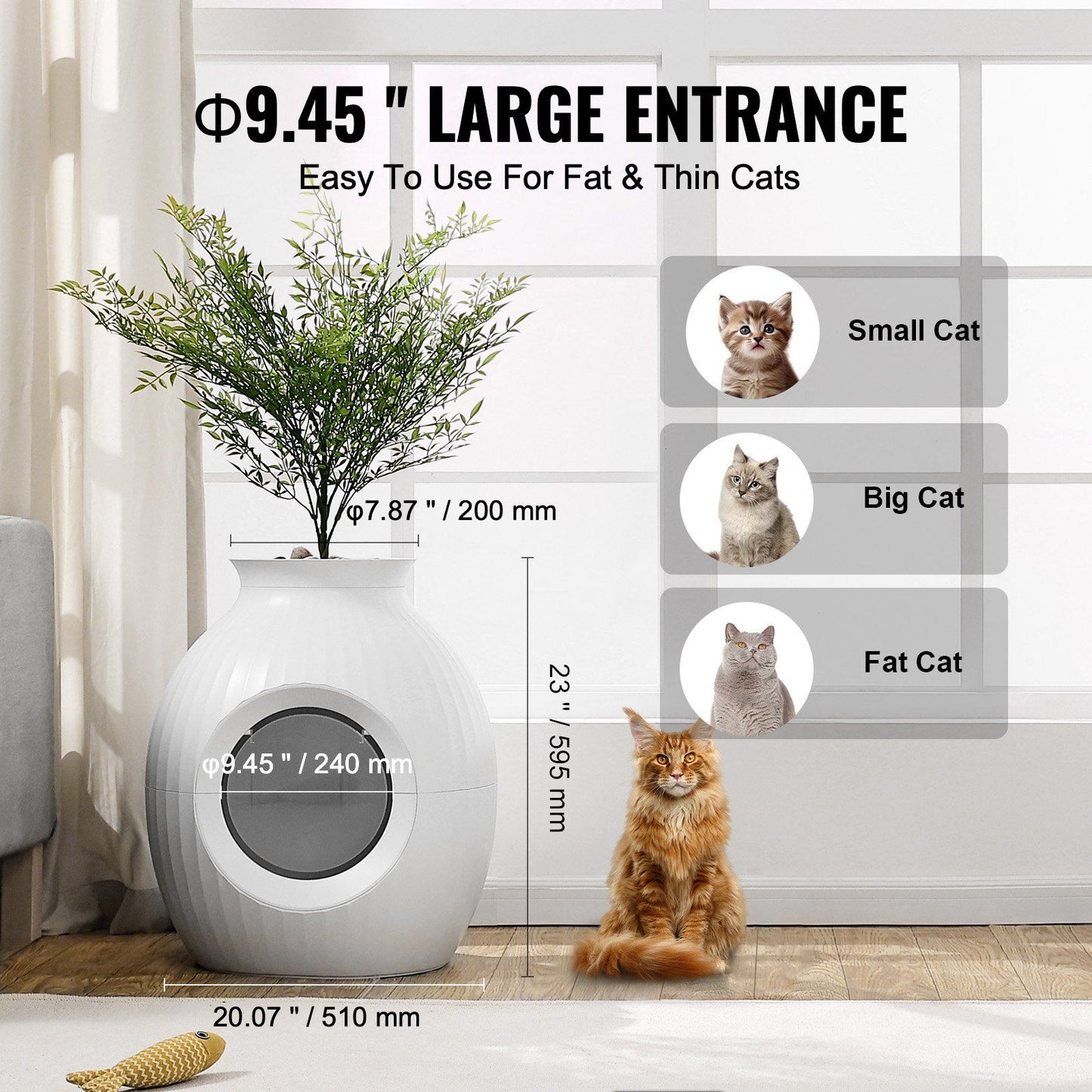 Odor-Free Plant Cat Litter Box Hidden Cat Litter Box with Artificial Plant