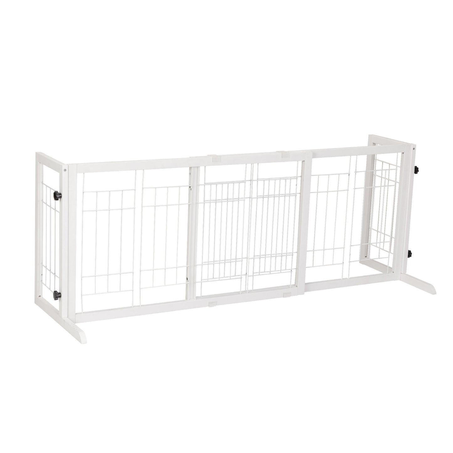 Freestanding Wooden Pet Fence for Stairs, Doorways and Hallways, White