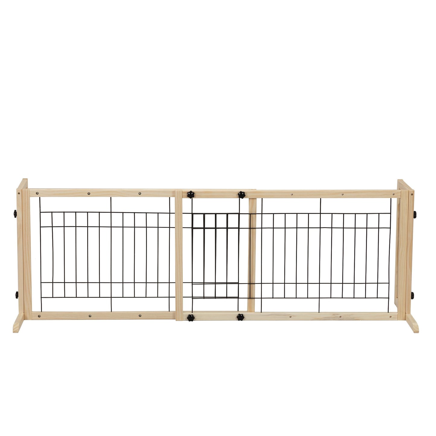 Wood Freestanding Pet Gate;  38"-71" Length Adjustable Dog Gate;  Safety Fence for Stairs Doorways;  Natural