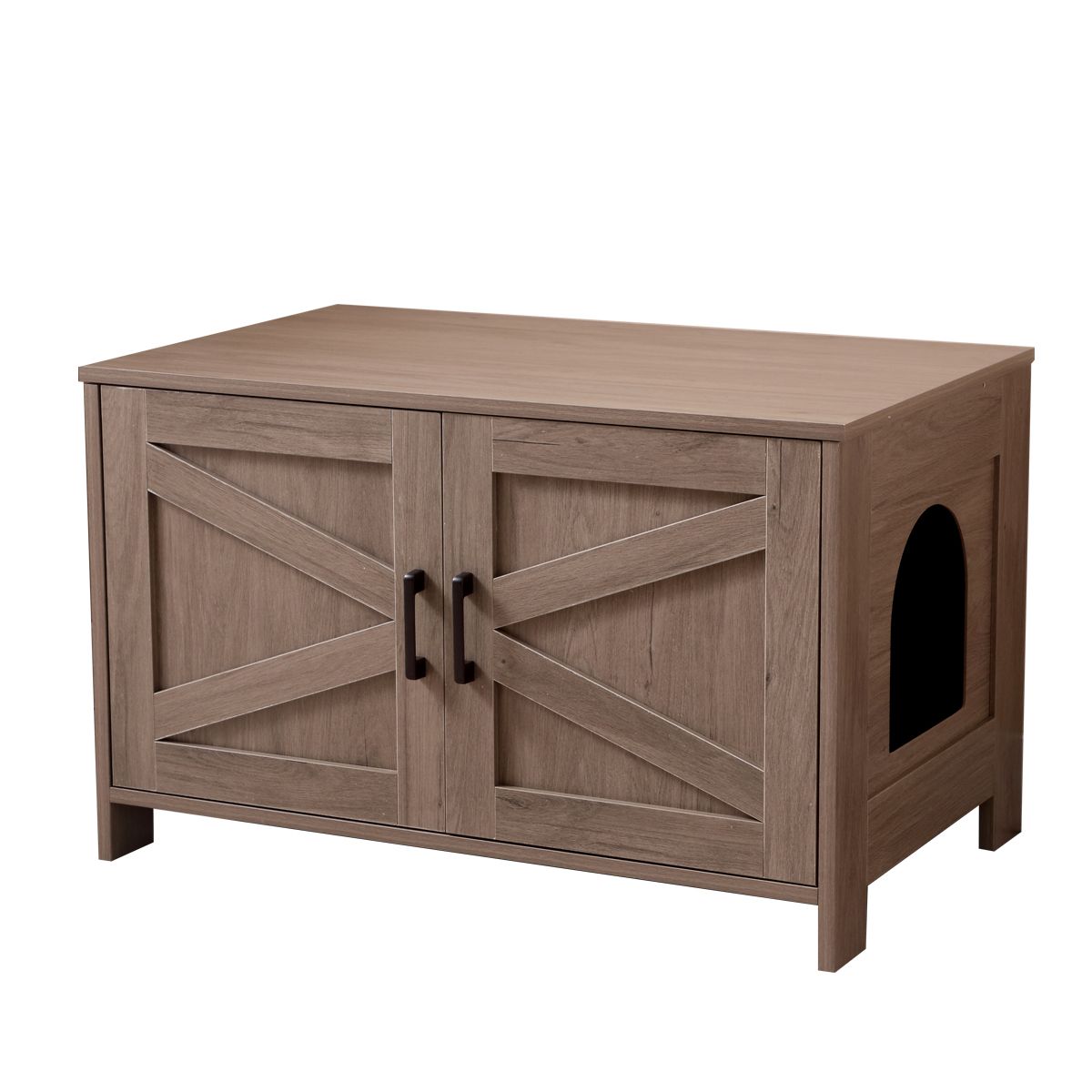 Cat Litter Box Enclosure, Litter Box Furniture Hidden with Barn Door