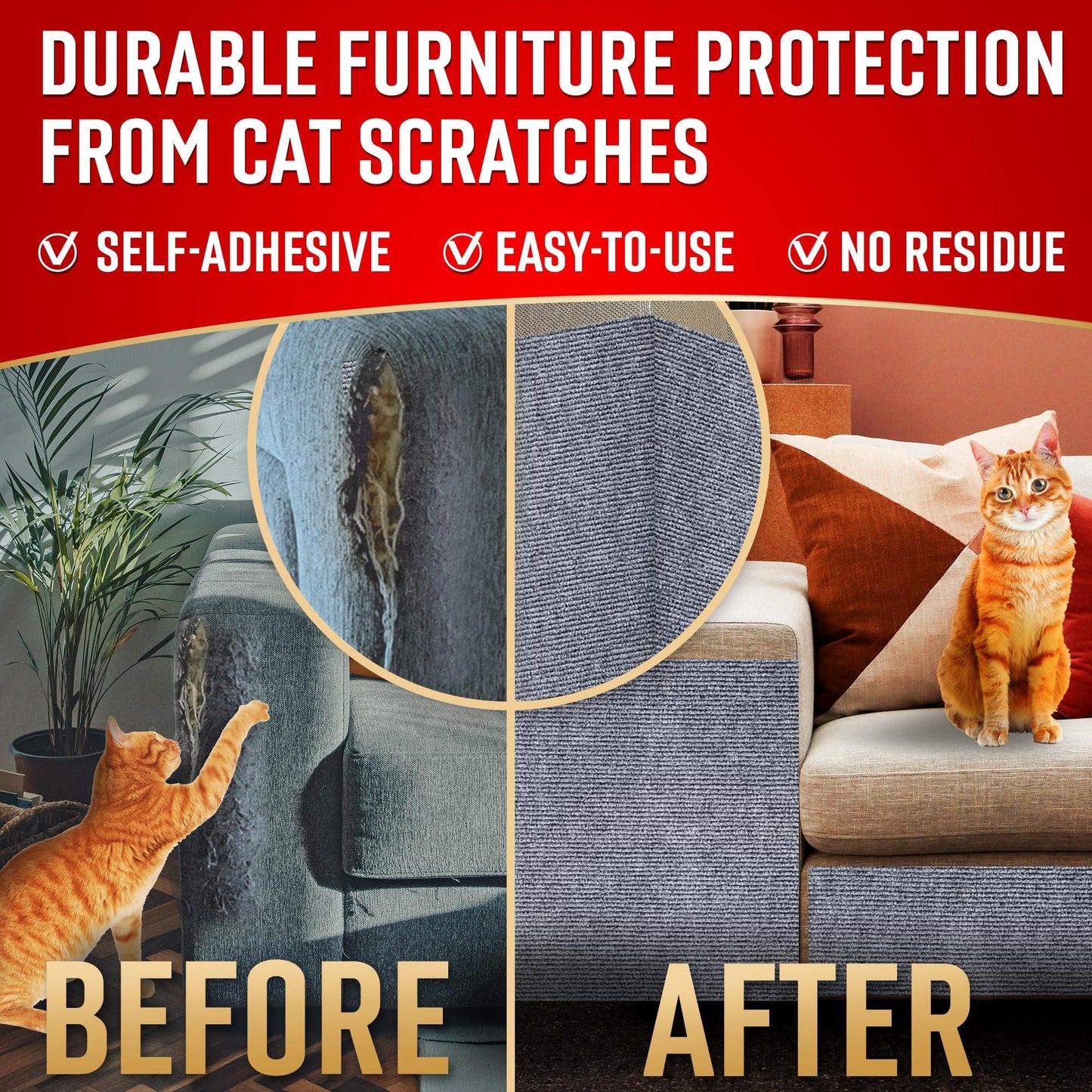 Cat Scratch Deterrent 2 Pcs Furniture Protectors for Sofa Doors Clear Couch Protectors from Cats Scratching Anti Cat Scratch