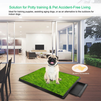 25"×20" Dog Toilet Indoor Puppy Training Pad, Dog Potty Pet Training Grass Mat, Removable Waste Tray for Easier Clean Up, Artificial Turf