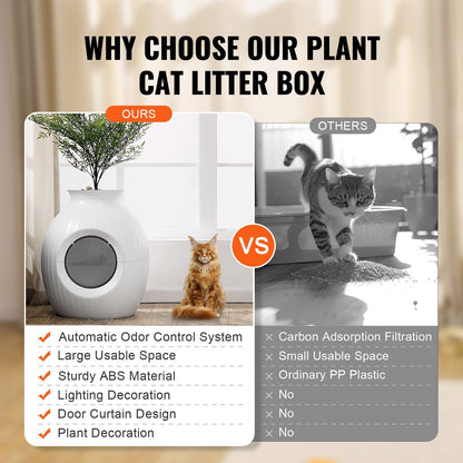 Odor-Free Plant Cat Litter Box Hidden Cat Litter Box with Artificial Plant