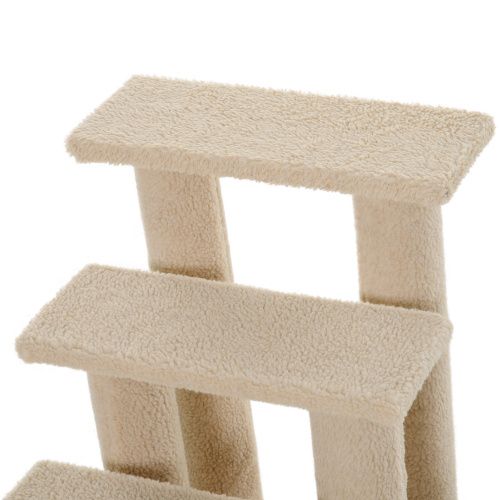 25" 4-Step Multi-Level Carpeted Cat Scratching Post Pet Stairs, Beige