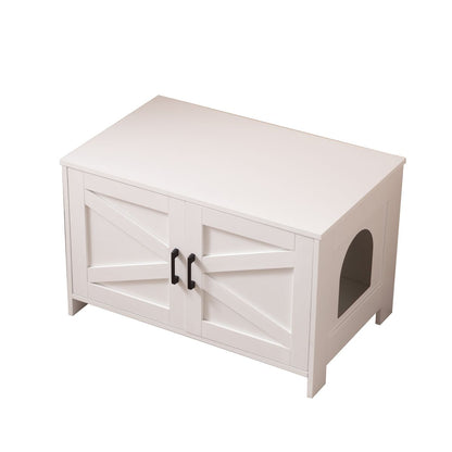 Cat Litter Box Enclosure, Litter Box Furniture Hidden with Barn Door