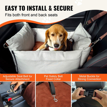 Dog Booster Car Seat Pet Car Seat for Small Dog up to 25lbs Gray