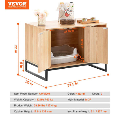 Cat Litter Box Enclosure Hidden Litter Box Furniture 31.5"L x 20"W x 22"H