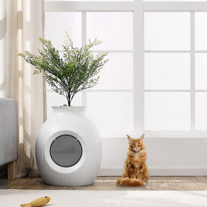 Odor-Free Plant Cat Litter Box Hidden Cat Litter Box with Artificial Plant