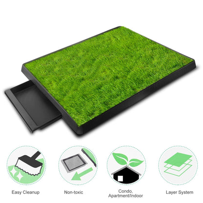 25"×20" Dog Toilet Indoor Puppy Training Pad, Dog Potty Pet Training Grass Mat, Removable Waste Tray for Easier Clean Up, Artificial Turf