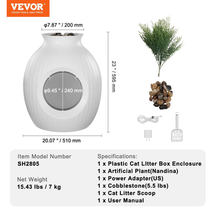 Odor-Free Plant Cat Litter Box Hidden Cat Litter Box with Artificial Plant