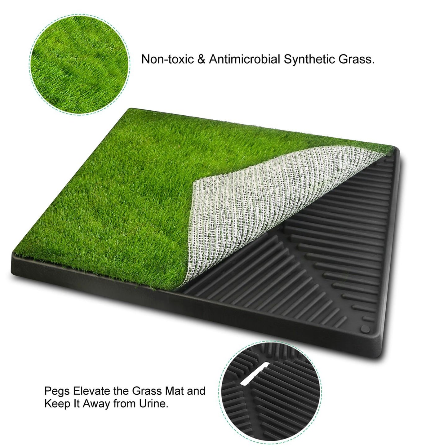 25"×20" Dog Toilet Indoor Puppy Training Pad, Dog Potty Pet Training Grass Mat, Removable Waste Tray for Easier Clean Up, Artificial Turf