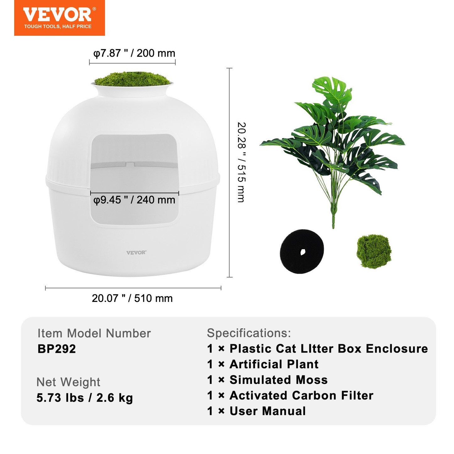 Odor-Free Plant Cat Litter Box Hidden Cat Litter Box with Artificial Plant