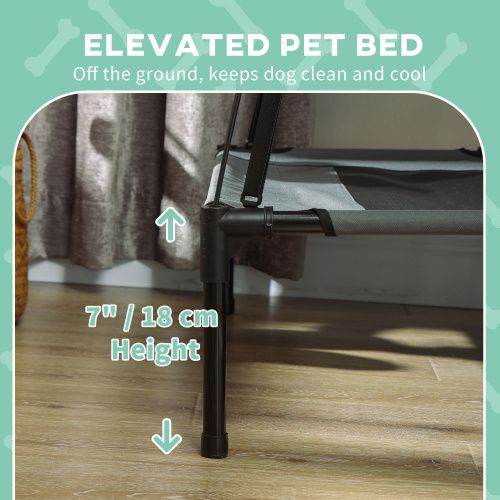 Elevated Portable Dog Cot Pet Bed with UV Protection Canopy Shade, 36 inch, Gray