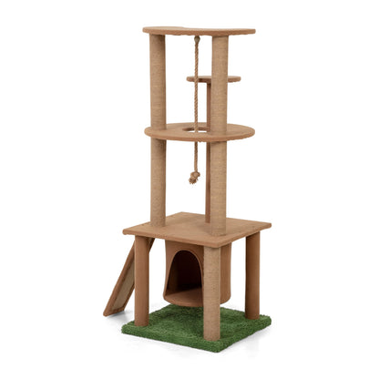 Cat Tree with Artificial Leaves, Cat Condo and Scratching Post