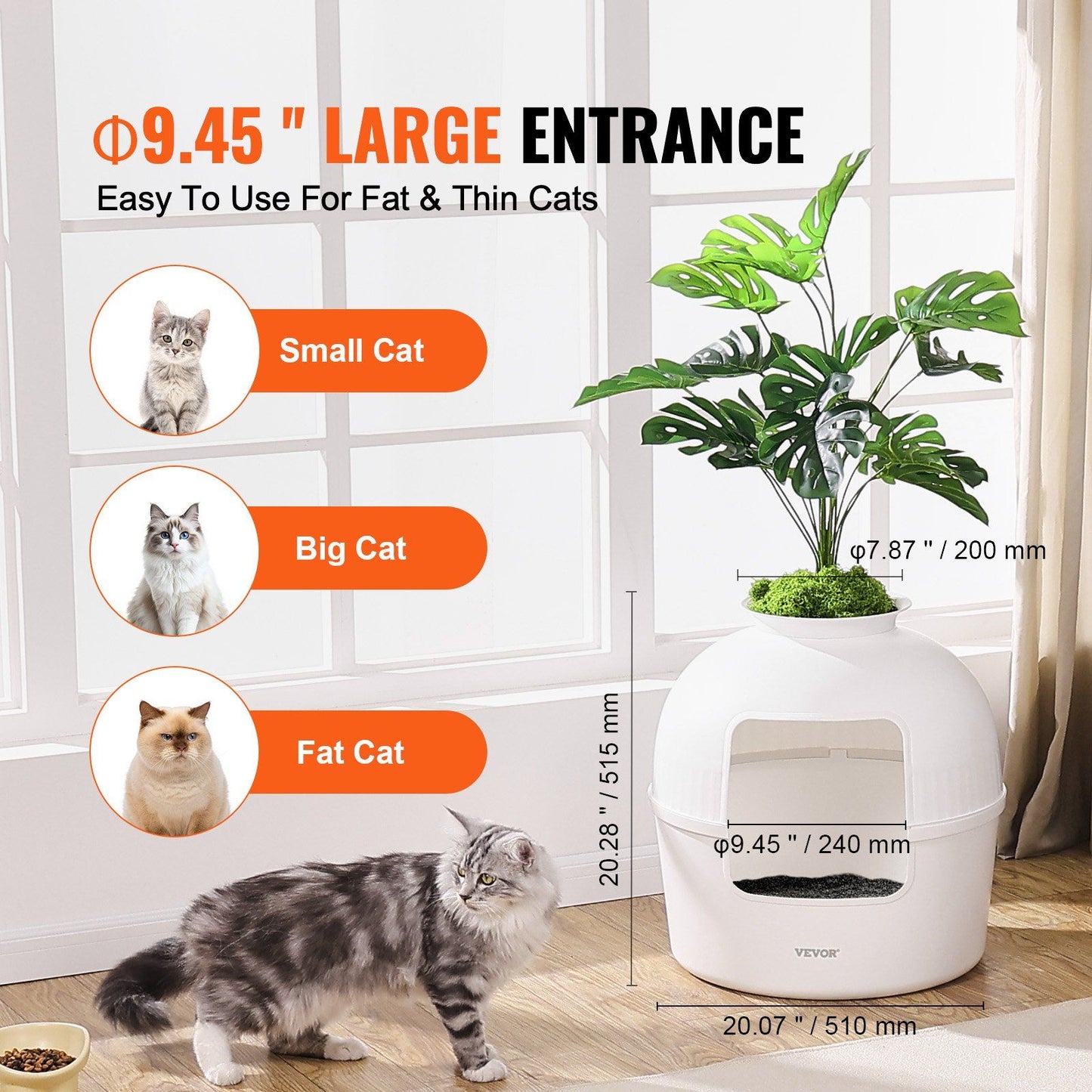 Odor-Free Plant Cat Litter Box Hidden Cat Litter Box with Artificial Plant