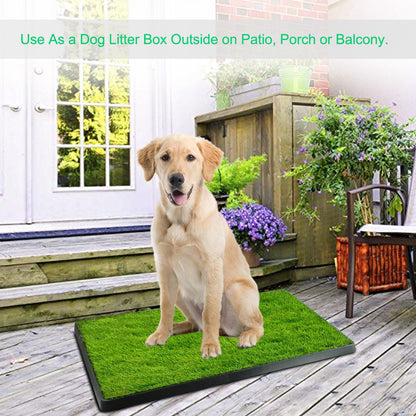 25"×20" Dog Toilet Indoor Puppy Training Pad, Dog Potty Pet Training Grass Mat, Removable Waste Tray for Easier Clean Up, Artificial Turf