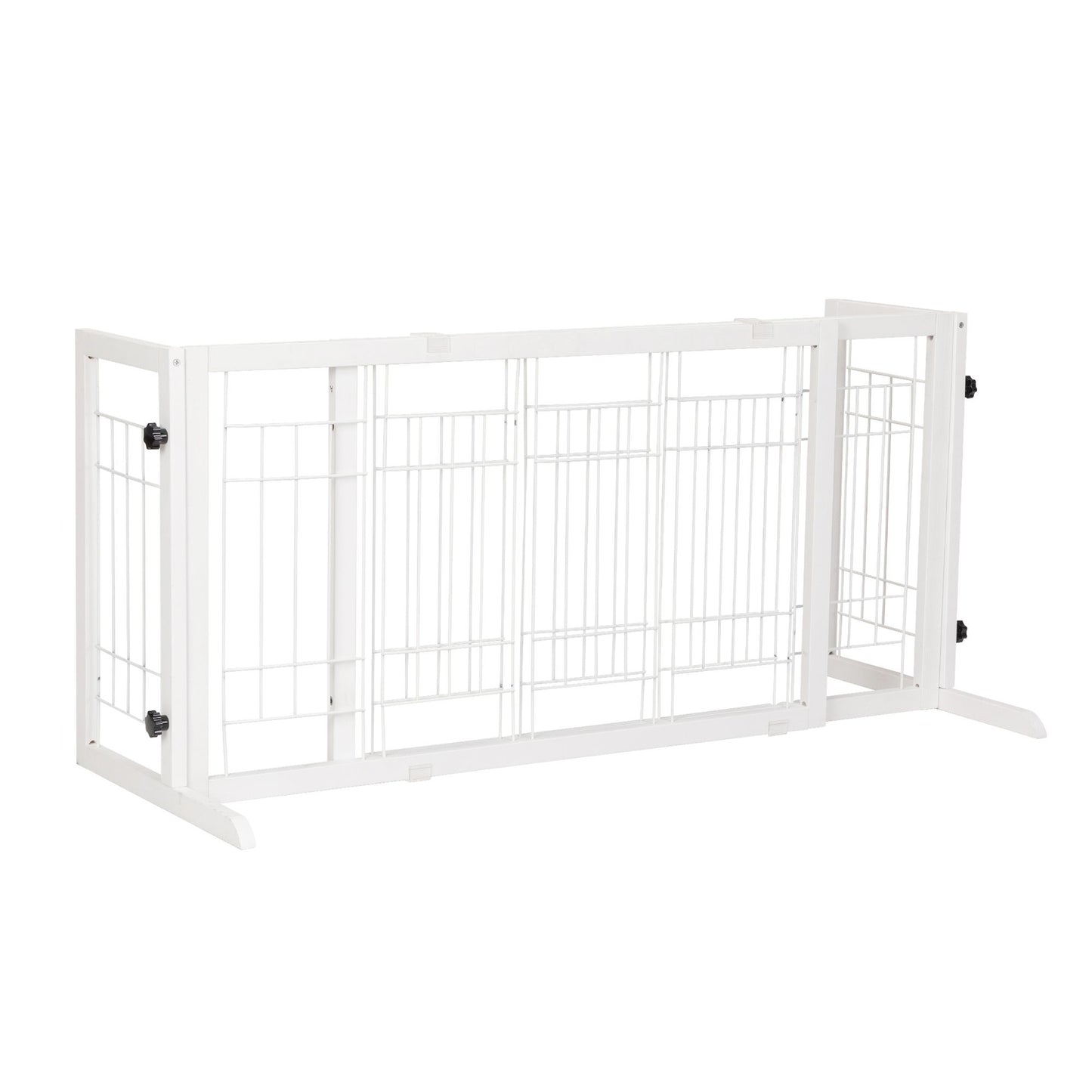 Freestanding Wooden Pet Fence for Stairs, Doorways and Hallways, White