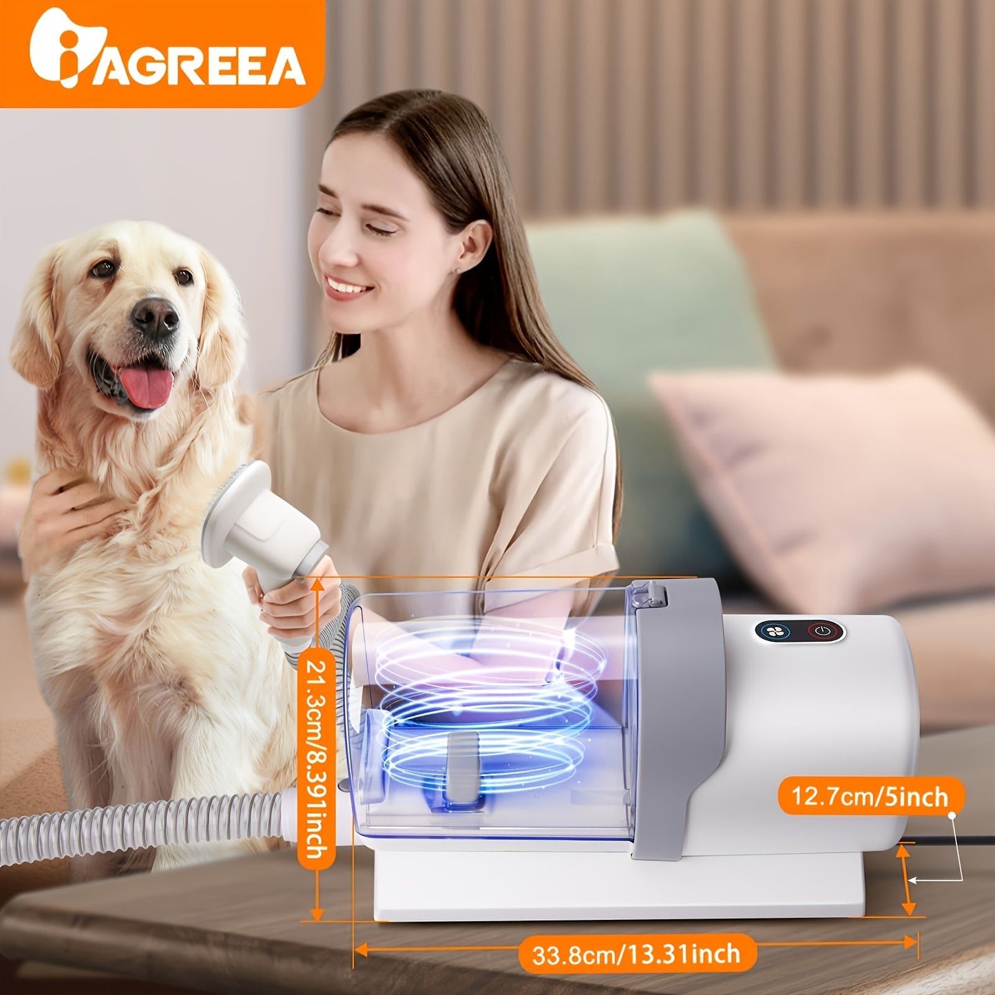 Pet Groomer, 2.5 Liter Large Capacity Dog Grooming Kit, Powerful Suction 99% Pet Hair, 6 Grooming Tools, Low Noise 50DB Pet Dog Hair Remover Pet Dog Grooming Vacuum Cleaner for Pet Cats and Dogs