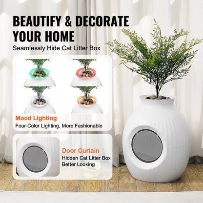 Odor-Free Plant Cat Litter Box Hidden Cat Litter Box with Artificial Plant